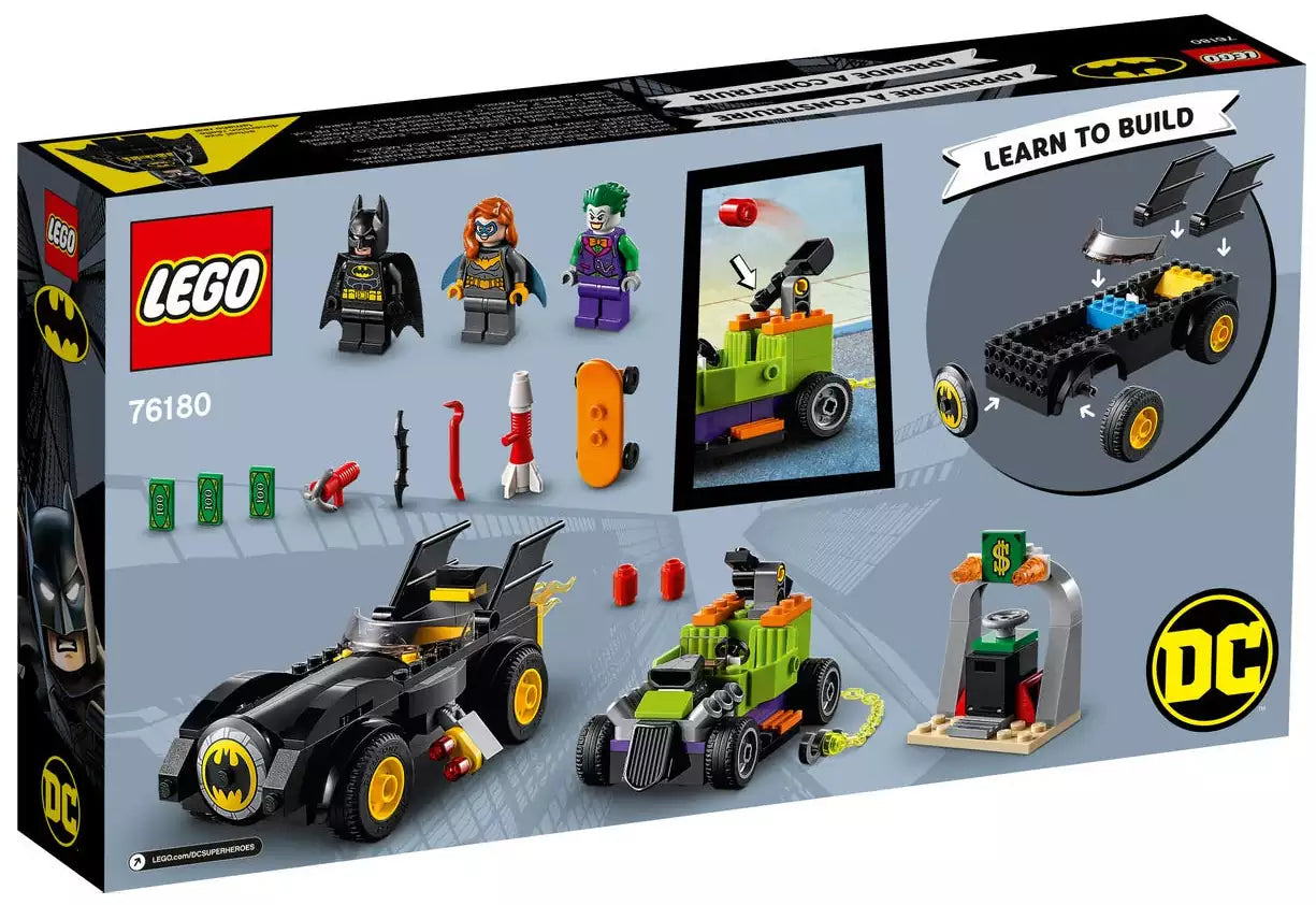Box Rückansicht: LEGO Super Heroes 76180 Batman vs. Joker: Verfolgungsjagd im Batmobil
