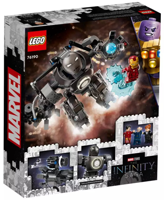 Box Rückansicht: LEGO Super Heroes 76190 Iron Man und das Chaos durch Iron Monger