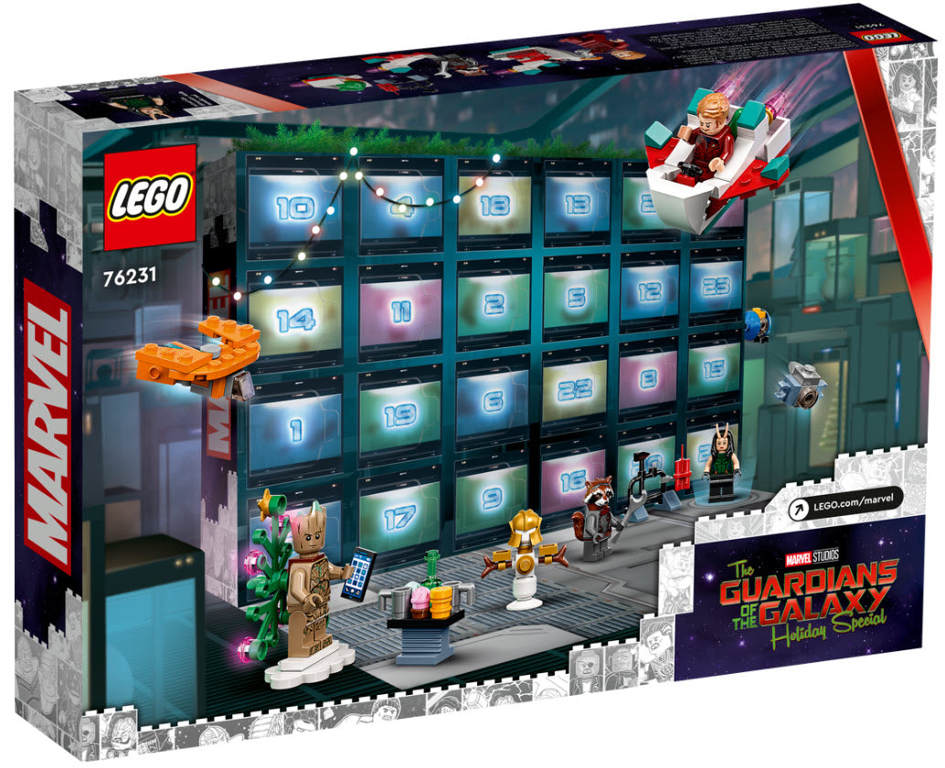Box Rückseite: LEGO Guardians of the Galaxy 76231 Adventskalender 2022
