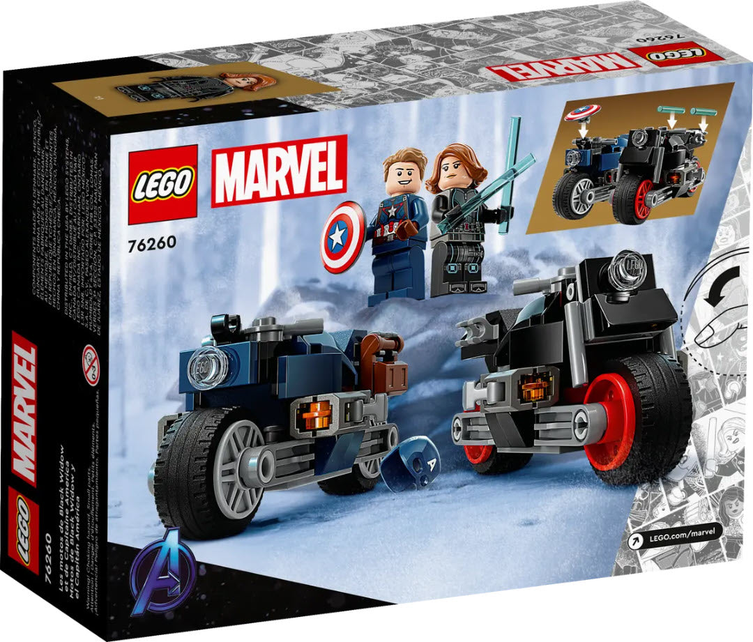 Box Rückansicht: LEGO Super Heroes 76260 Black Widows & Captain Americas Motorräder