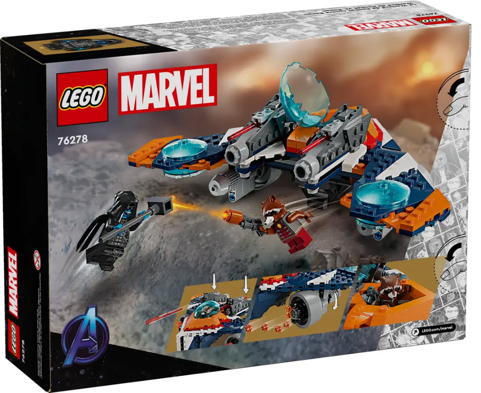 Box Rückansicht: LEGO Super Heroes 76278 Rockets Raumschiff vs. Ronan