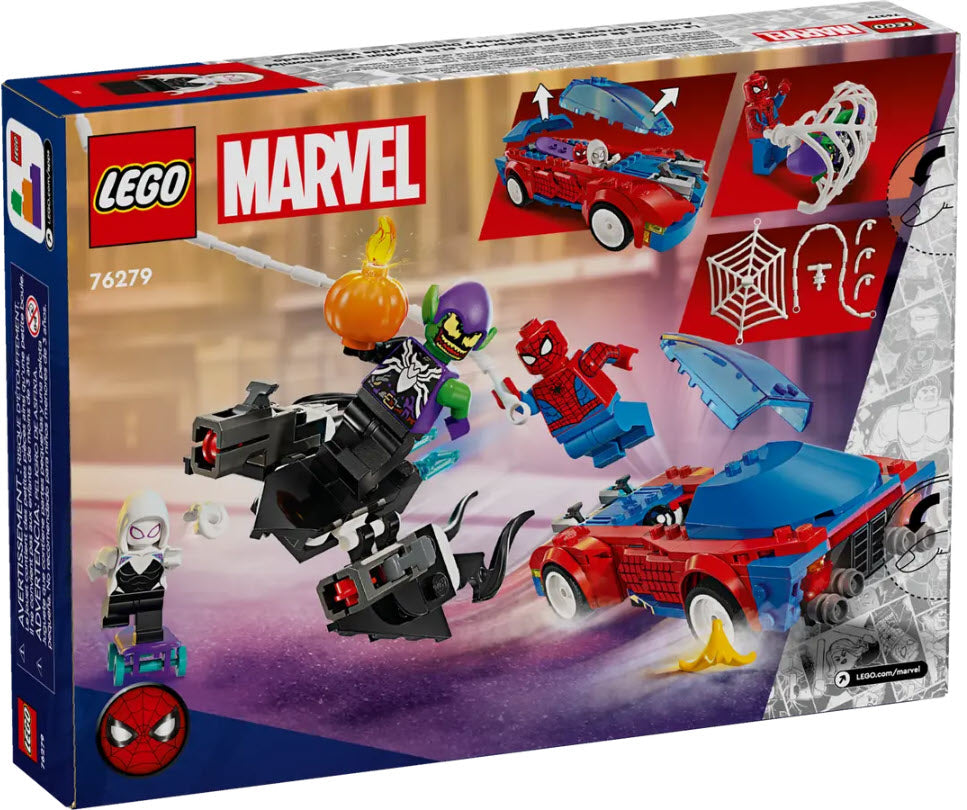 Box Rückansicht: LEGO Super Heroes 76279 Spider-Mans Rennauto & Venom Green Goblin