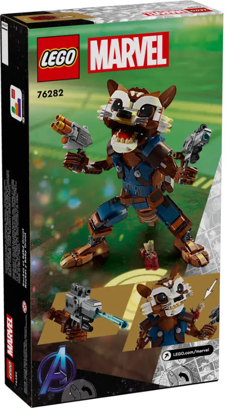 Box Rückansicht: LEGO Super Heroes 76282 Rocket & Baby Groot