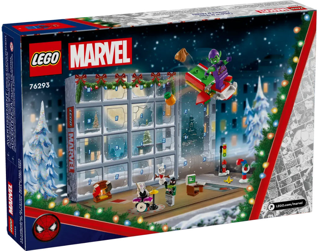 Box Rückseite: LEGO Spider-Man 76293 Adventskalender 2024