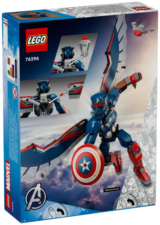 Box Rückansicht: LEGO Super Heroes 76296 New Captain America Baufigur