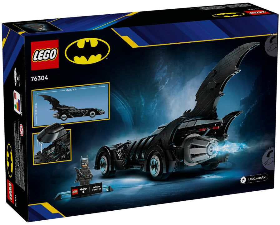 Box Rückseite: LEGO Super Heroes 76304 Batman Forever Batmobil