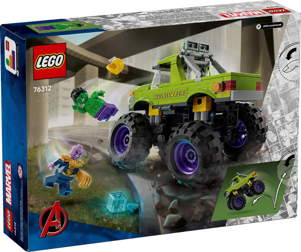 Box Rückseite: LEGO Super Heroes 76312 Hulk-Truck vs. Thanos