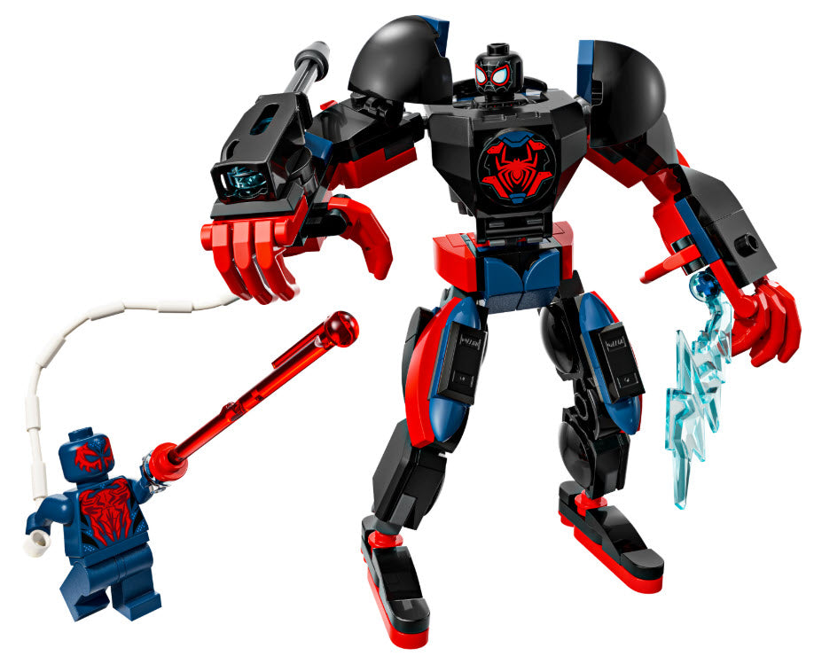 Inhalt: LEGO Super Heroes 76337 Miles Morales Mech vs. Spider-Man 2099
