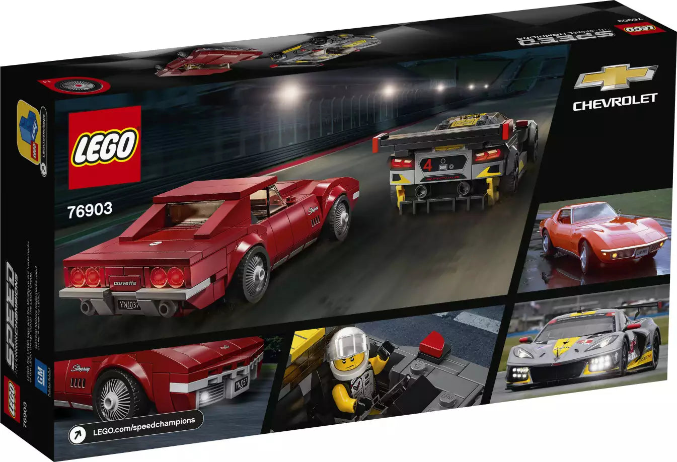 Box Rückansicht: LEGO Speed Champions 76903 Chevrolet Corvette C8.R & 1968 Chevrolet Corvette
