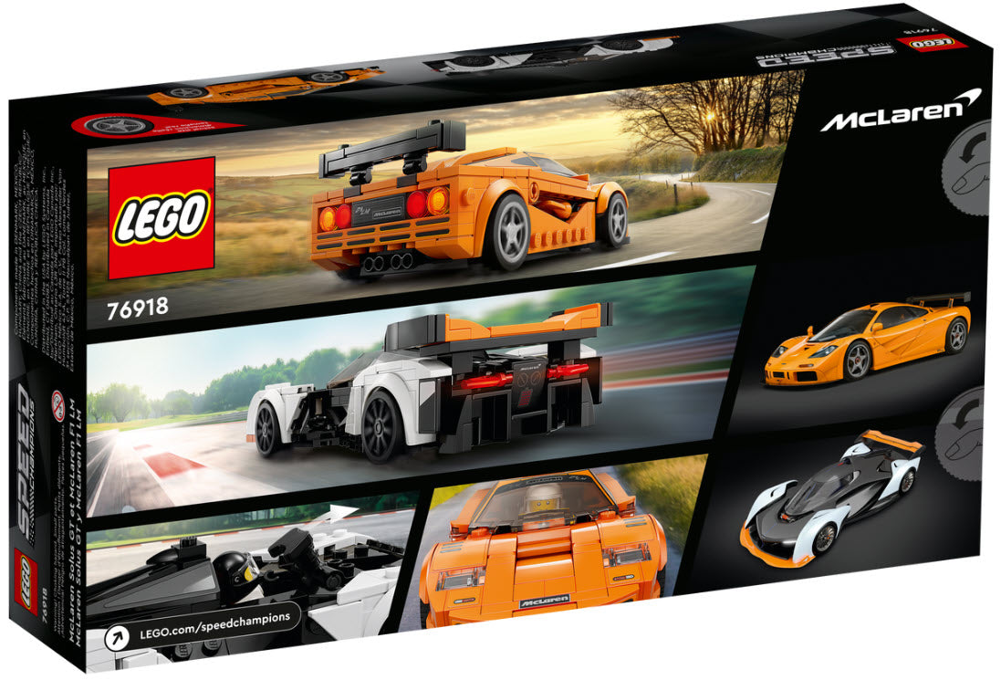 Box Rückansicht: LEGO Speed Champions 76918 McLaren Solus GT & McLaren F1 LM