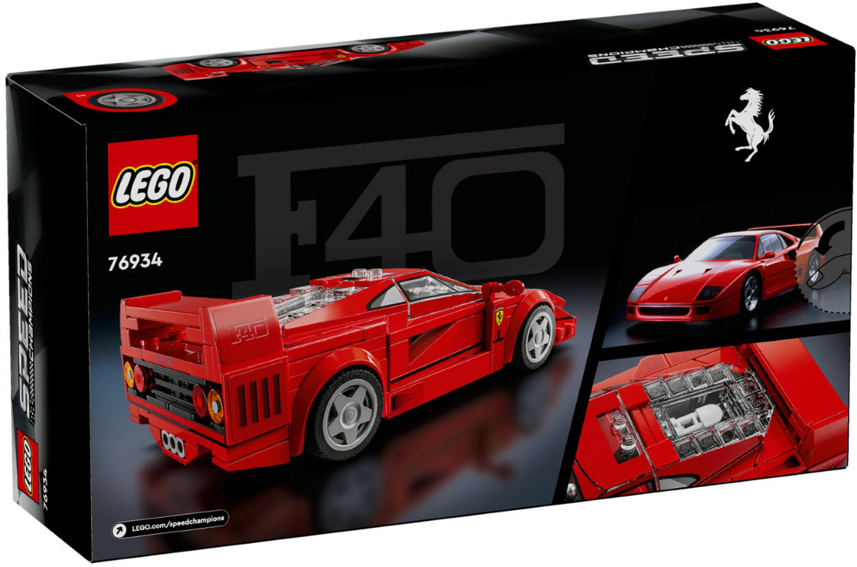 Box Rückansicht: LEGO Speed Champions 76934 Ferrari F40 Supersportwagen
