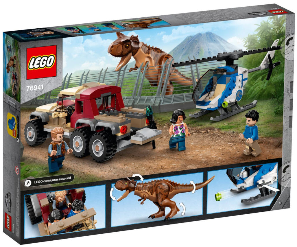 Box Rückansicht: LEGO Jurassic World 76941 Verfolgung des Carnotaurus