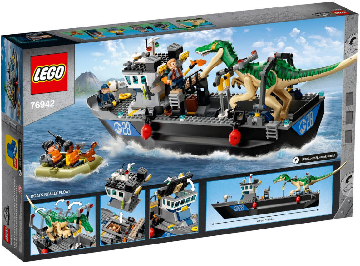 Box Rückansicht: LEGO Jurassic World 76942 Flucht des Baryonyx