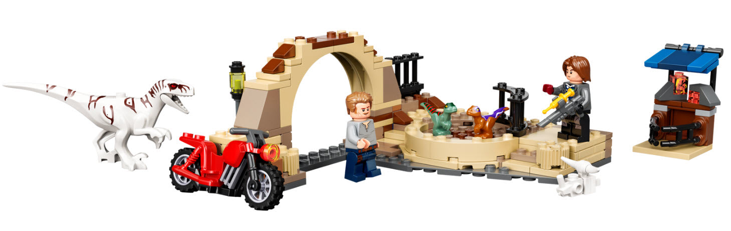 Inhalt: LEGO Jurassic World 76945 Atrociraptor: Motorradverfolgungsjagd