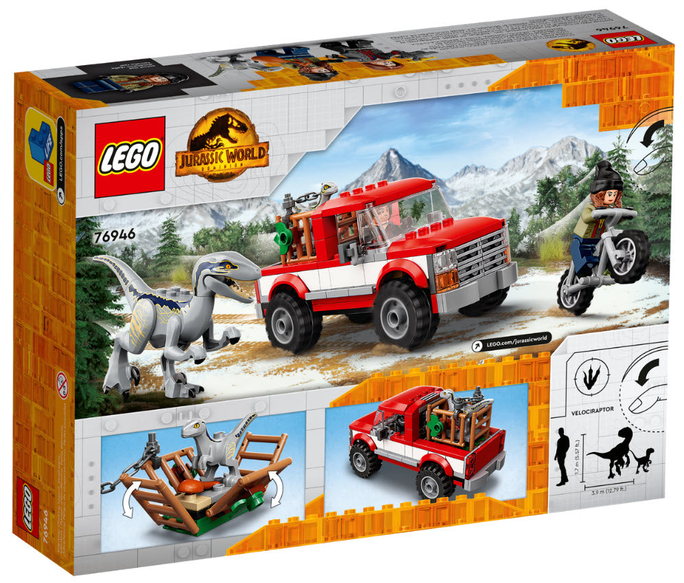 Box Rückansicht: LEGO Jurassic World 76946 Blue & Beta in der Velociraptor-Falle