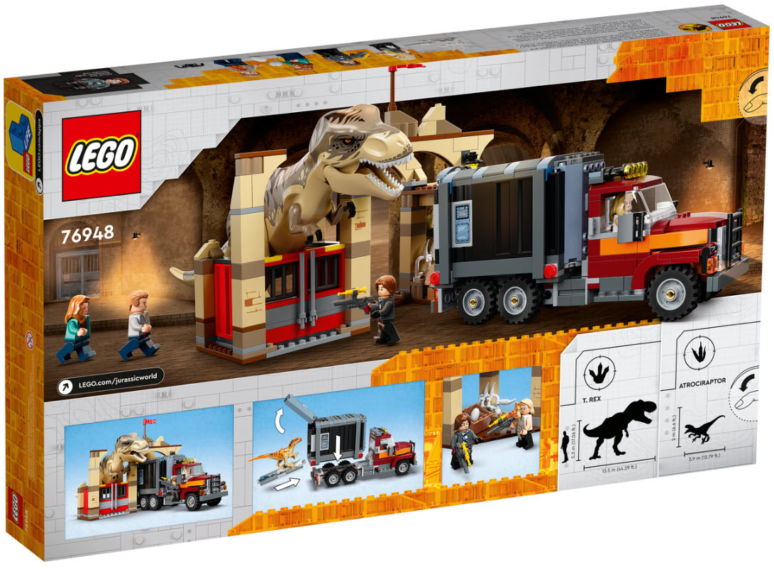 Box Rückansicht: LEGO Jurassic World 76948 T. Rex & Atrociraptor: Dinosaurier-Ausbruch