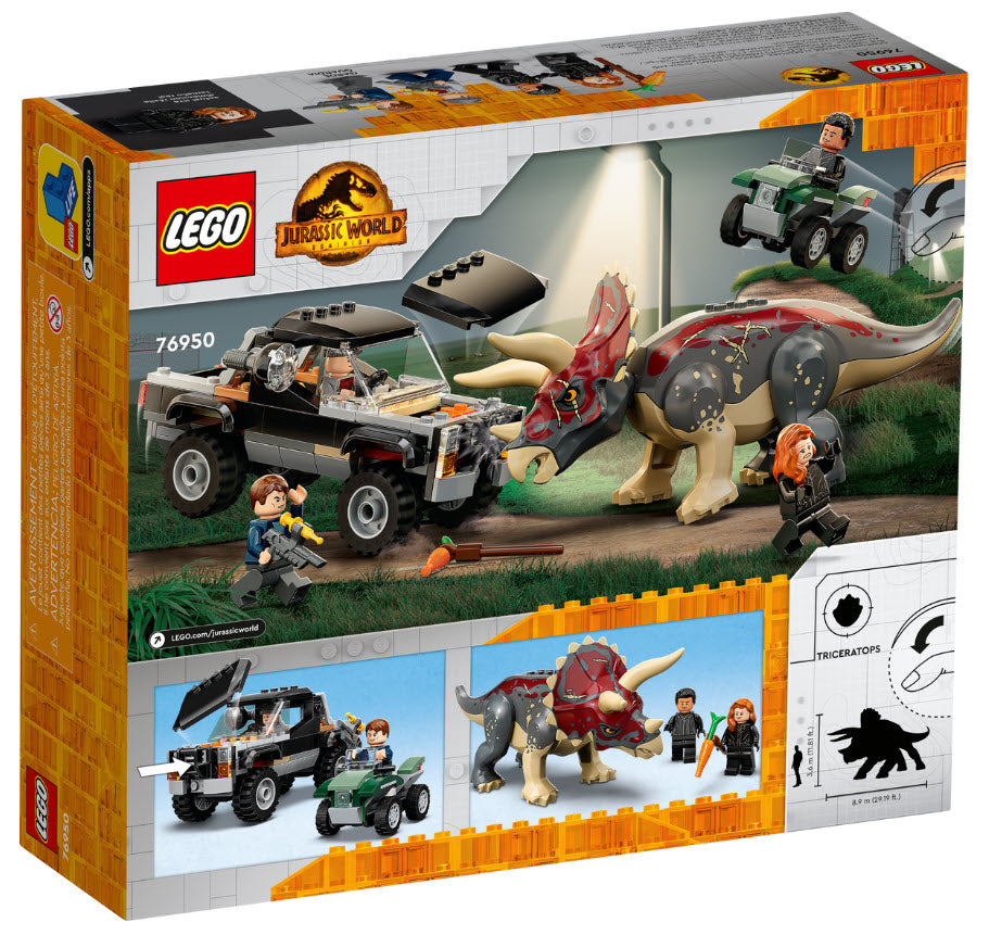 Box Rückansicht: LEGO Jurassic World 76950 Triceratops-Angriff