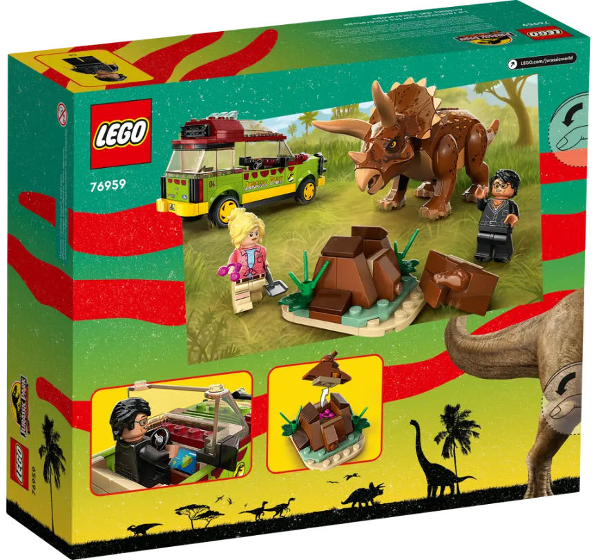 Box Rückansicht: LEGO Jurassic World 76959 Triceratops-Forschung