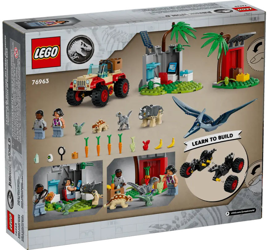 Box Rückansicht: LEGO Jurassic World 76963 Rettungszentrum für Baby-Dinos