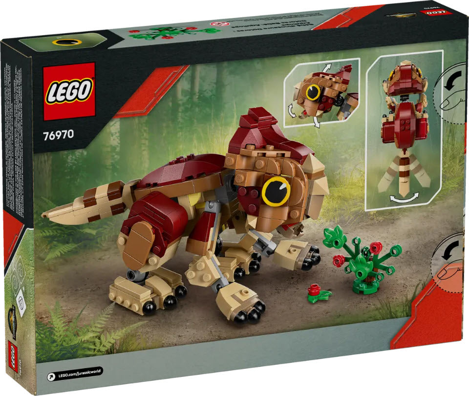 Box Rückseite: LEGO Jurassic World 76970 Babydinosaurier Dolores: Aquilops