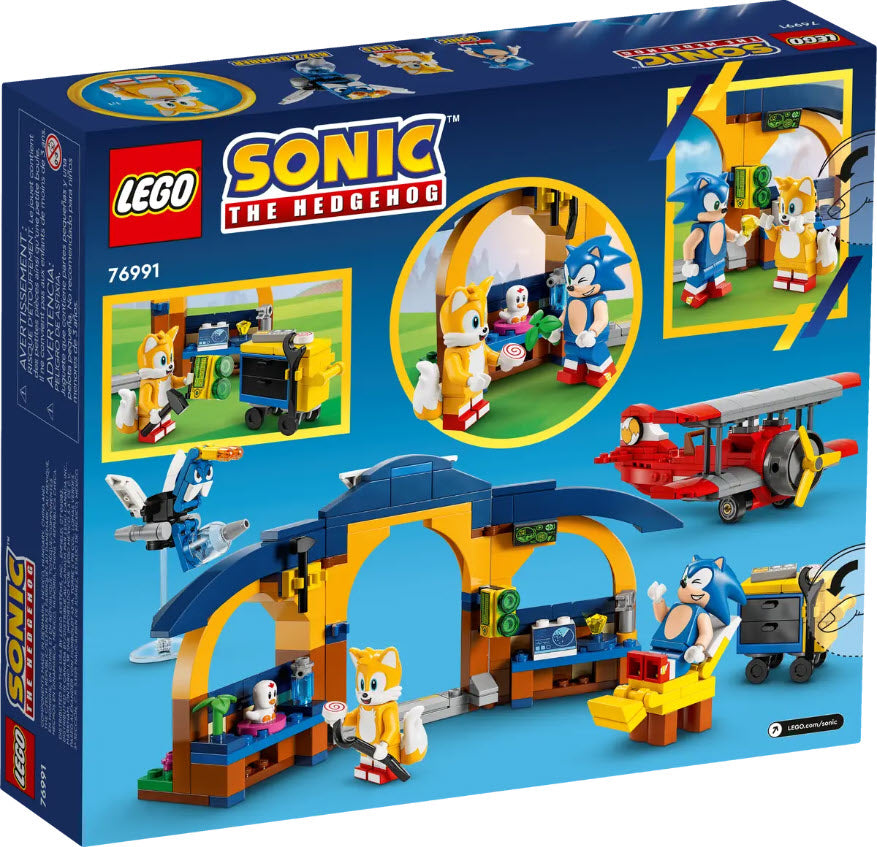 Box Rückansicht: LEGO Sonic 76991 Tails‘ Tornadoflieger mit Werkstatt
