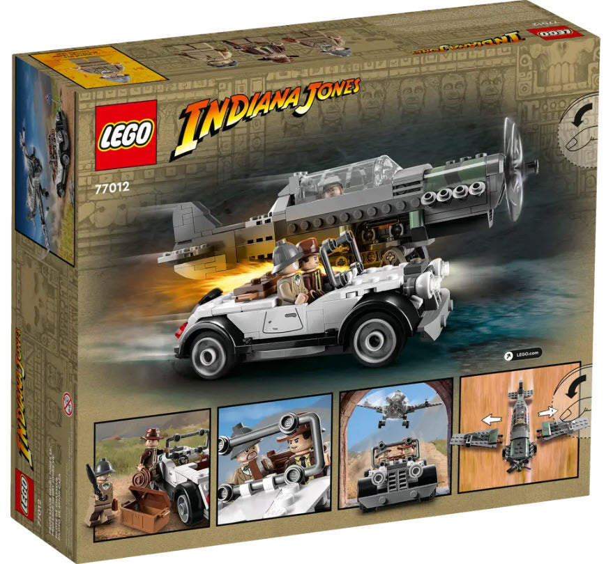 Box Rückansicht: LEGO Indiana Jones 77012 Flucht vor dem Jagdflugzeug