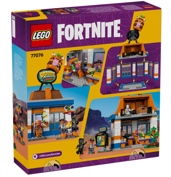 Box Rückseite: LEGO Fortnite 77076 Durrr Burger Restaurant