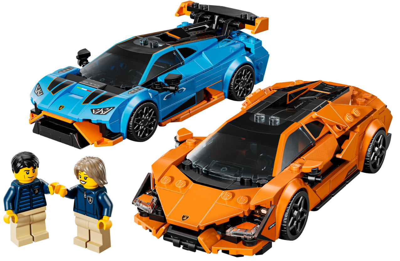 Inhalt: LEGO Speed Champions 77238 Lamborghini Revuelto und Huracán STO