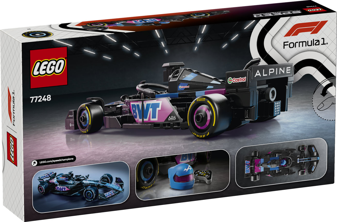 Box Rückseite: LEGO Speed Champions 77248 BWT Alpine F1 Team A524 Rennauto