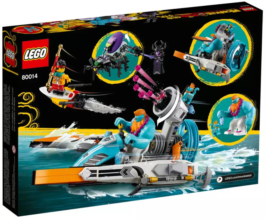 Box Rückansicht: LEGO Monkie Kid 80014 Sandys Schnellboot