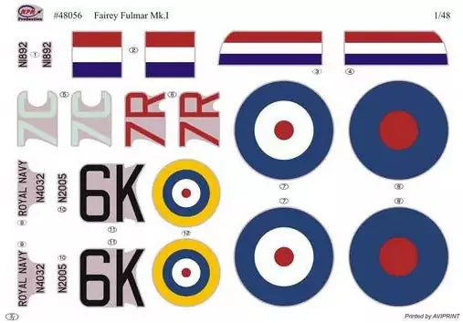 Decals: MPM 48056 Fairey Fulmar Mk.I, 1:48