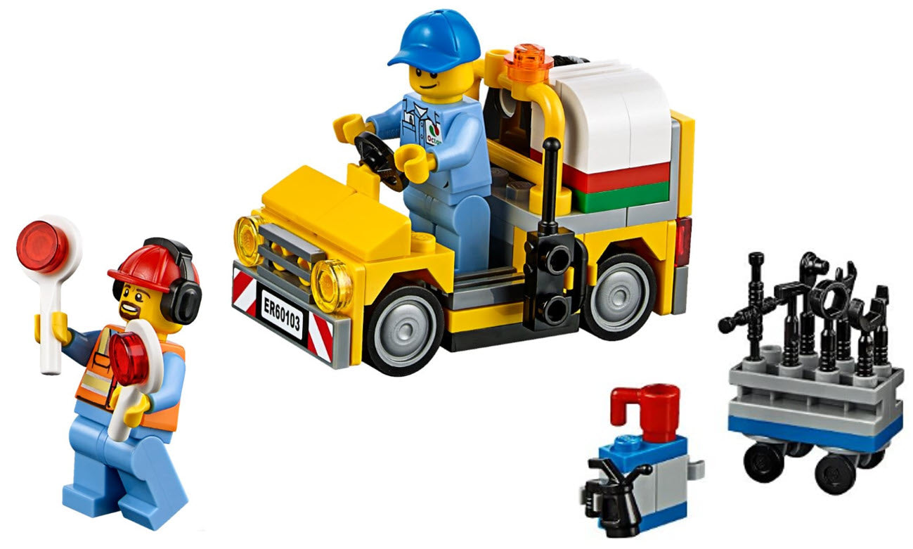 LEGO Split-Sets S612 Tankwagen mit Werkzeugwagen und Mechaniker und Flughafenarbeiter