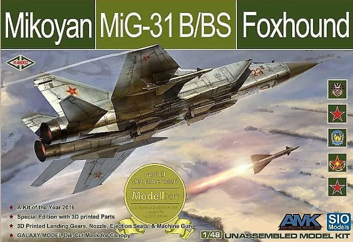 SIO Models K48002 Mikoyan MiG-31 B/BS Foxhound Russian Interceptor, 1:48