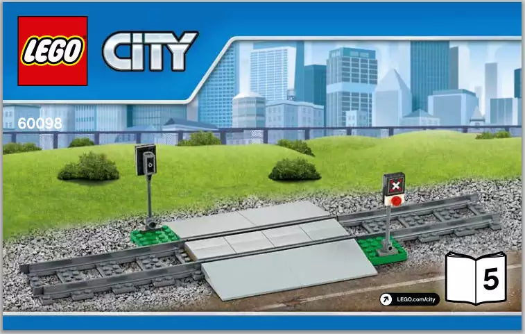 LEGO City EZ60098-5 Bahnübergang breit, mit Signalen und Schienen