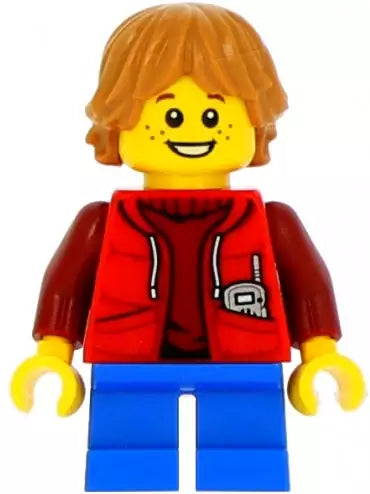 LEGO City Minifiguren HOL076 Junge mit roter Weste und Handy