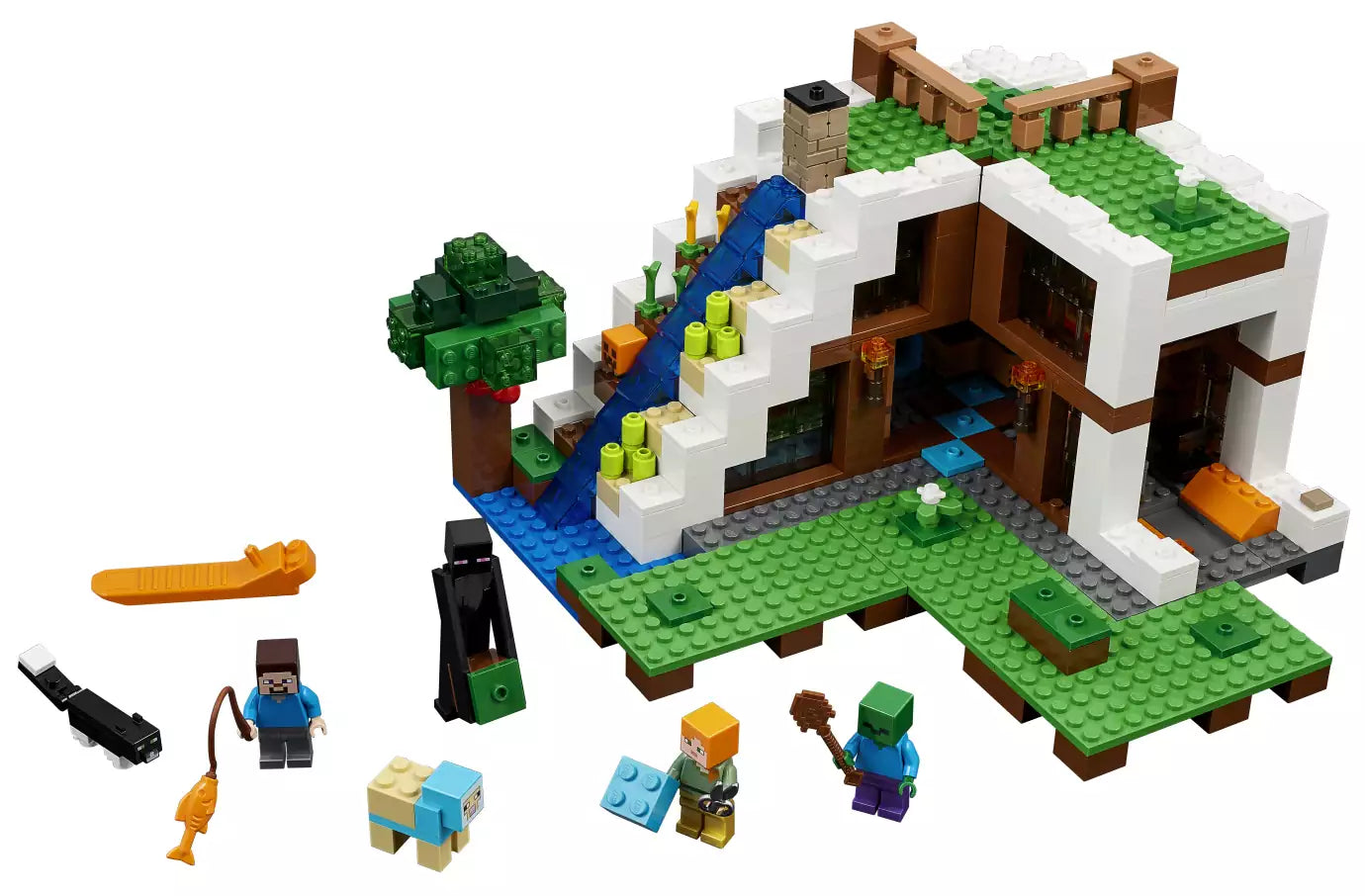 LEGO Minecraft 21134 Unterschlupf im Wasserfall, Inhalt