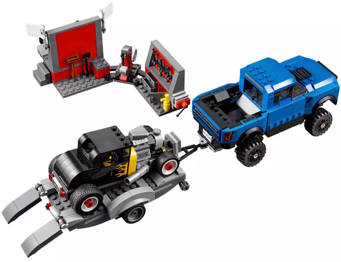 LEGO Speed Champions 75875 Ford F-150 Raptor & Ford Model A Hot Rod, Vogelperspektive
