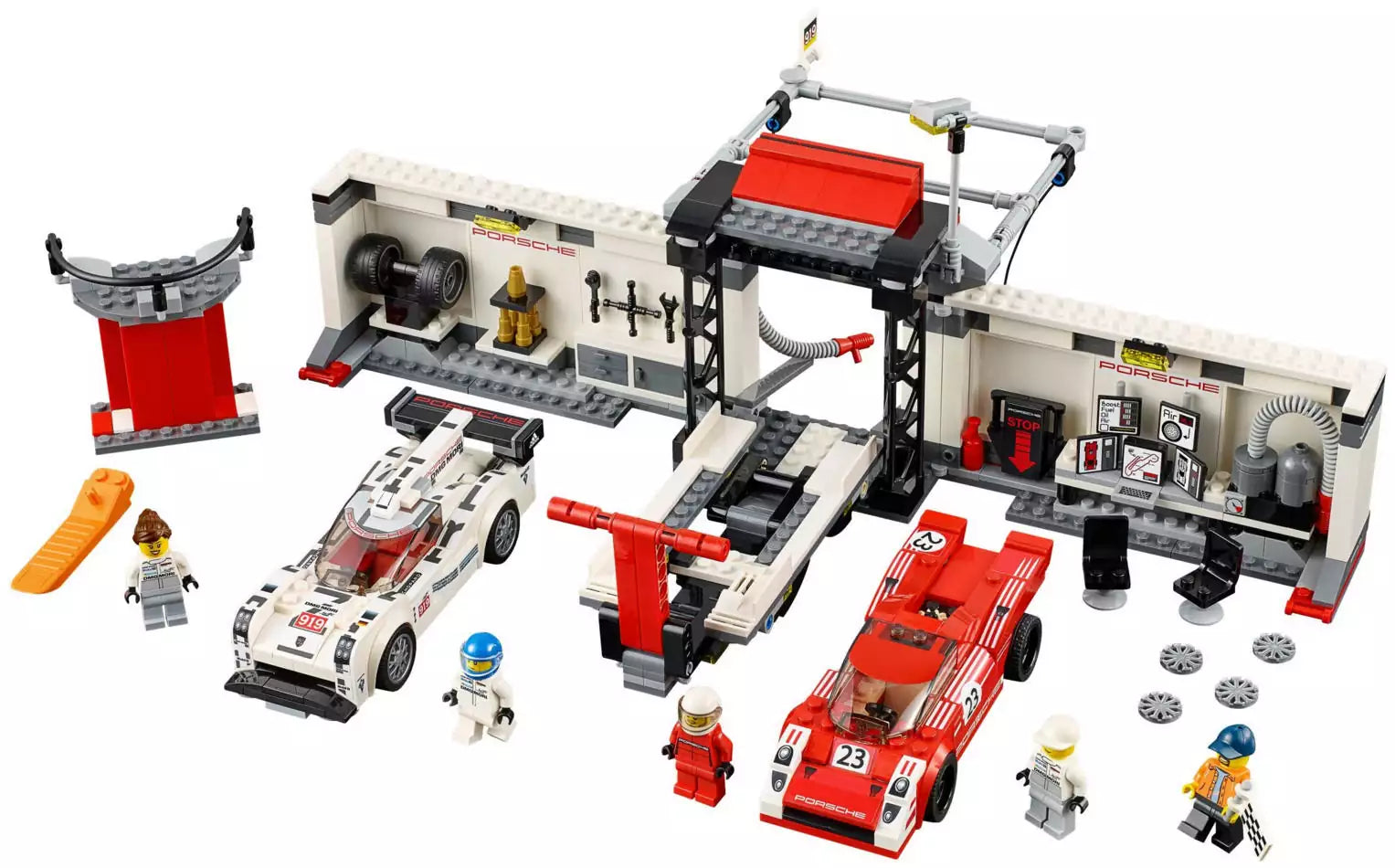 LEGO Speed Champions 75876 Porsche 919 Hybrid and 917K Pit Lane, Inhalt