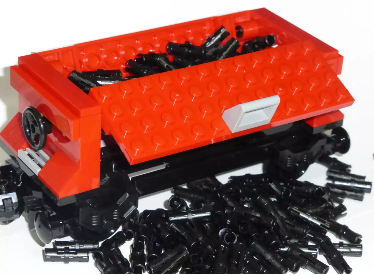 Custom LEGO Eisenbahn TRN103-01 Schüttgutwaggon Typ 1, rot (fertig aufgebaut)
