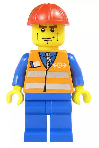 LEGO City Minifiguren TRN231 Bahnarbeiter, grinsend, blauer Overall