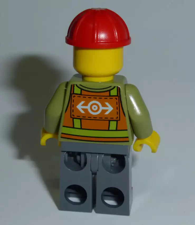 LEGO City Minifiguren TRN239 Bahnarbeiter mit Vollbart, olivgrüne Jacke und Helm